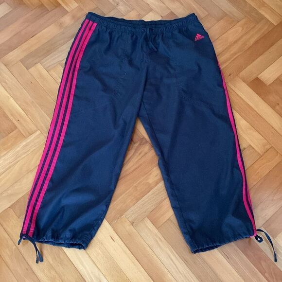 Adidas 3 Stripes Capri Drawstrings Pockets Sweatpants - Picture 1 of 5